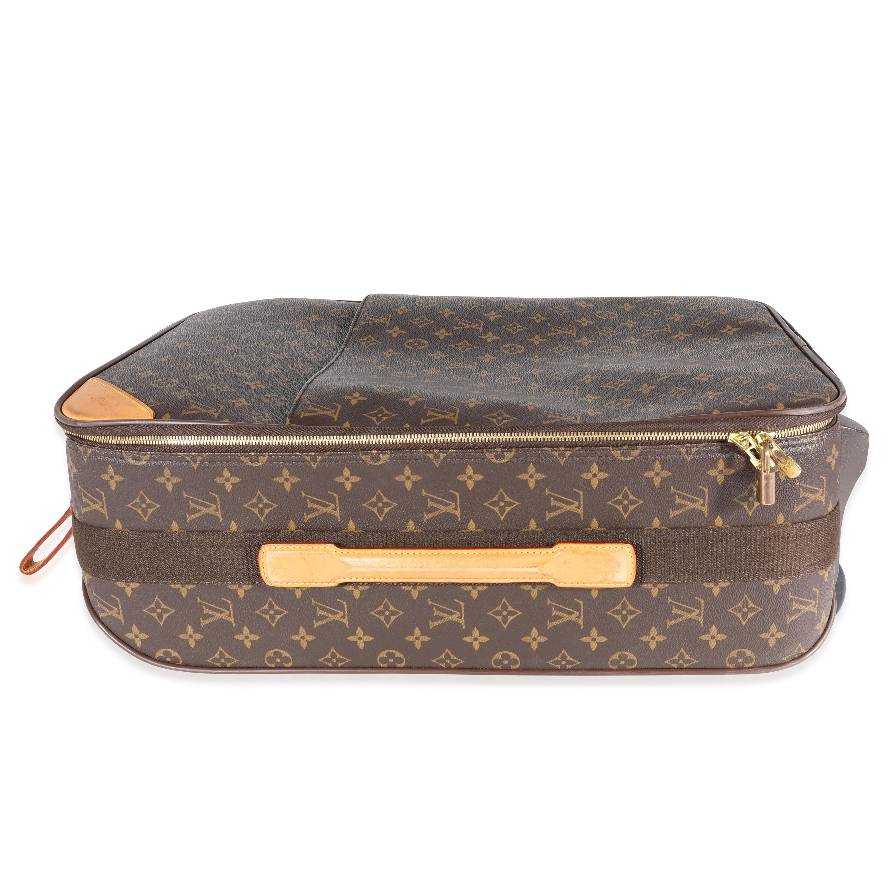 Listing Title: Louis Vuitton Monogram Canvas Pégase 55 Suitcase
SKU: 120071
Condition: Pre-owned 
Handbag Condition: Fair
Condition Comments: Fair Condition. Marks, patina, and wear to leather handles and accents. Cracking to removable leather loop.