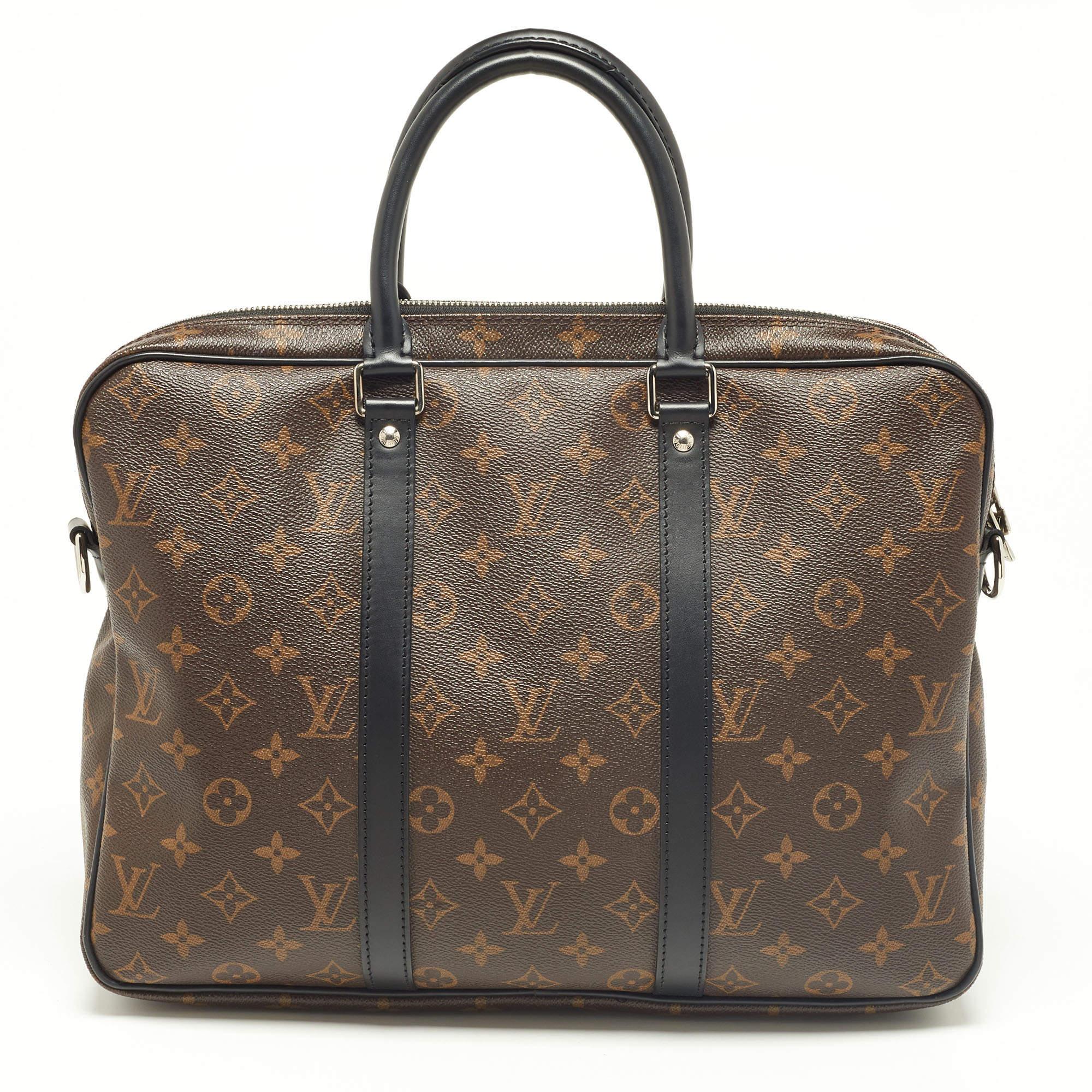 The house of Louis Vuitton is known for its exquisite yet functional designs, and this briefcase embodies just that. Crafted from Monogram canvas & leather, the bag features a wide zipper that opens up to reveal a canvas compartment perfectly sized