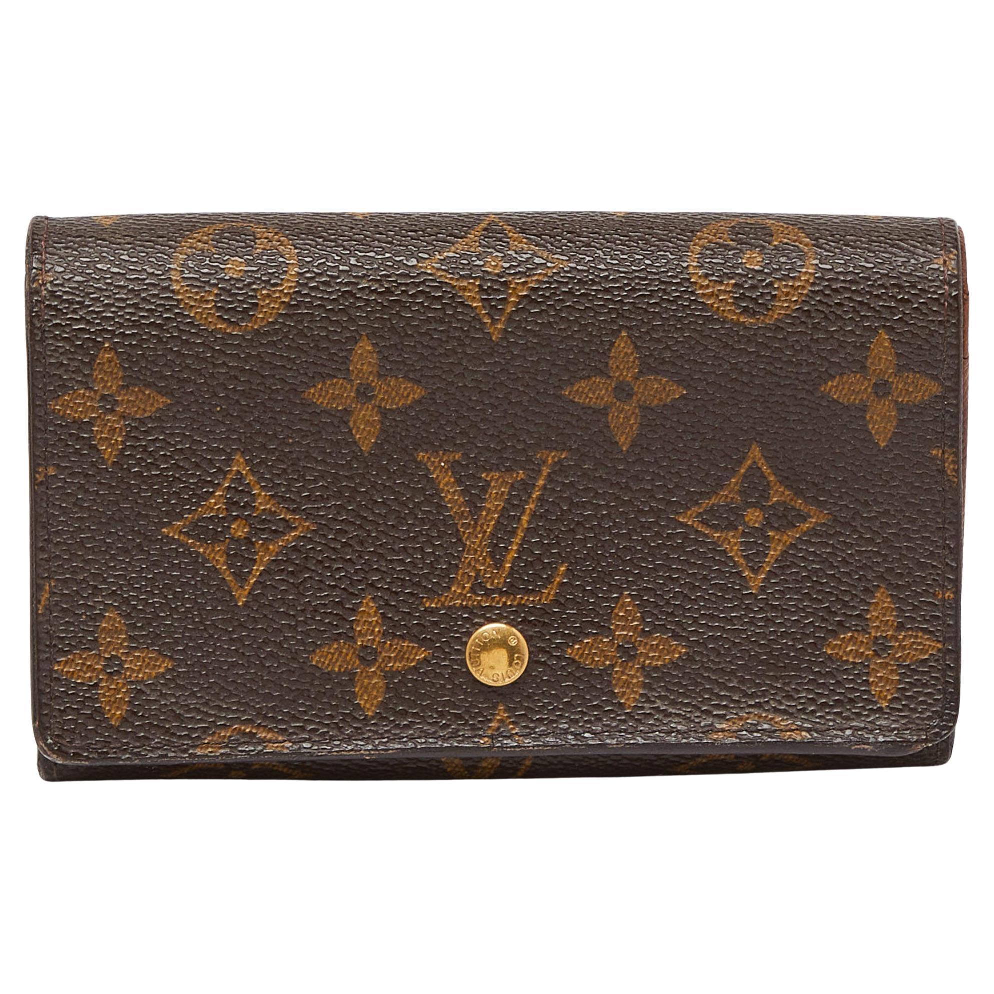 Louis Vuitton Monogramm Canvas Porte Monnaie Billets Tresor Brieftasche aus Segeltuch im Angebot