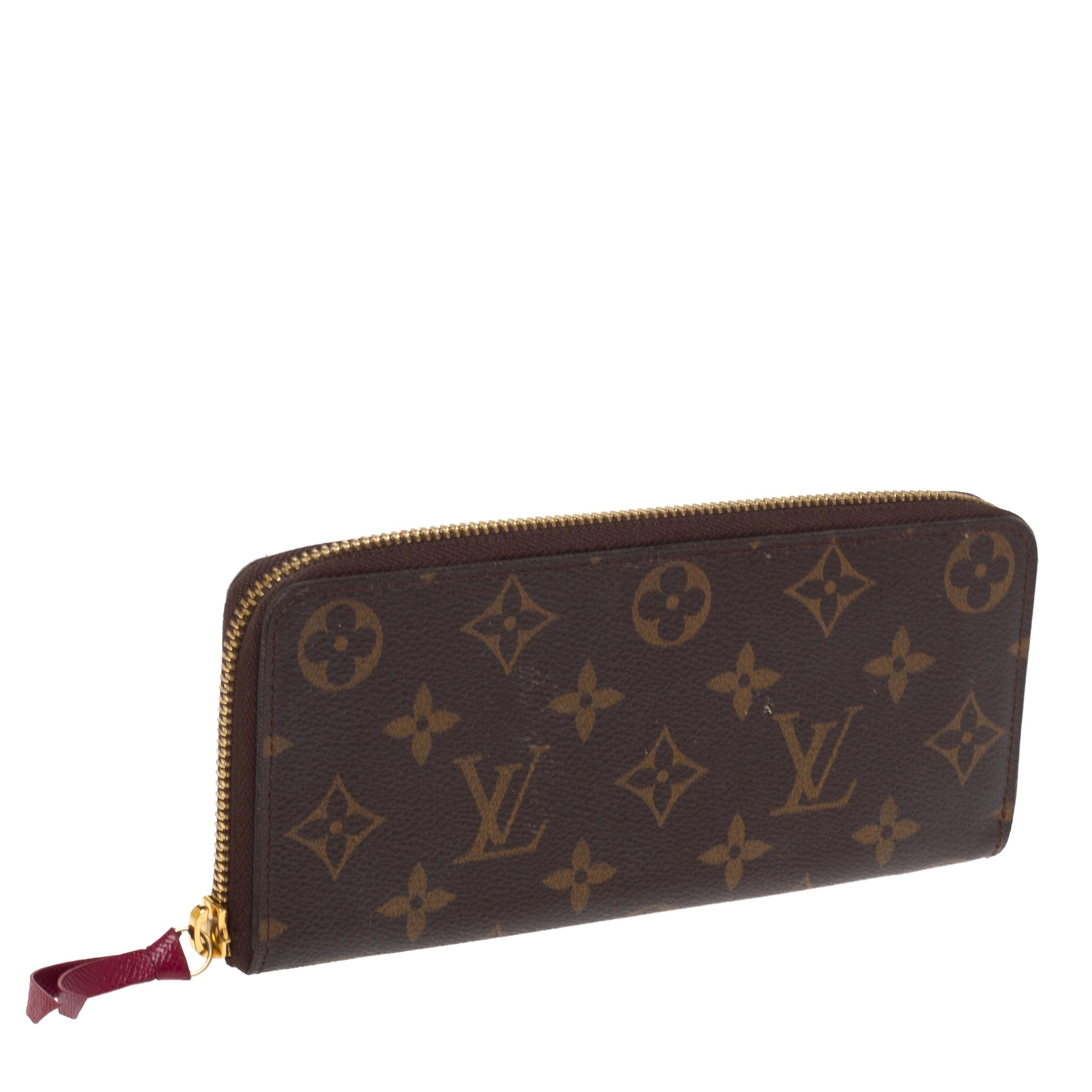 Black Louis Vuitton Monogram Canvas Portefeiulle Clemence Zip Around Wallet