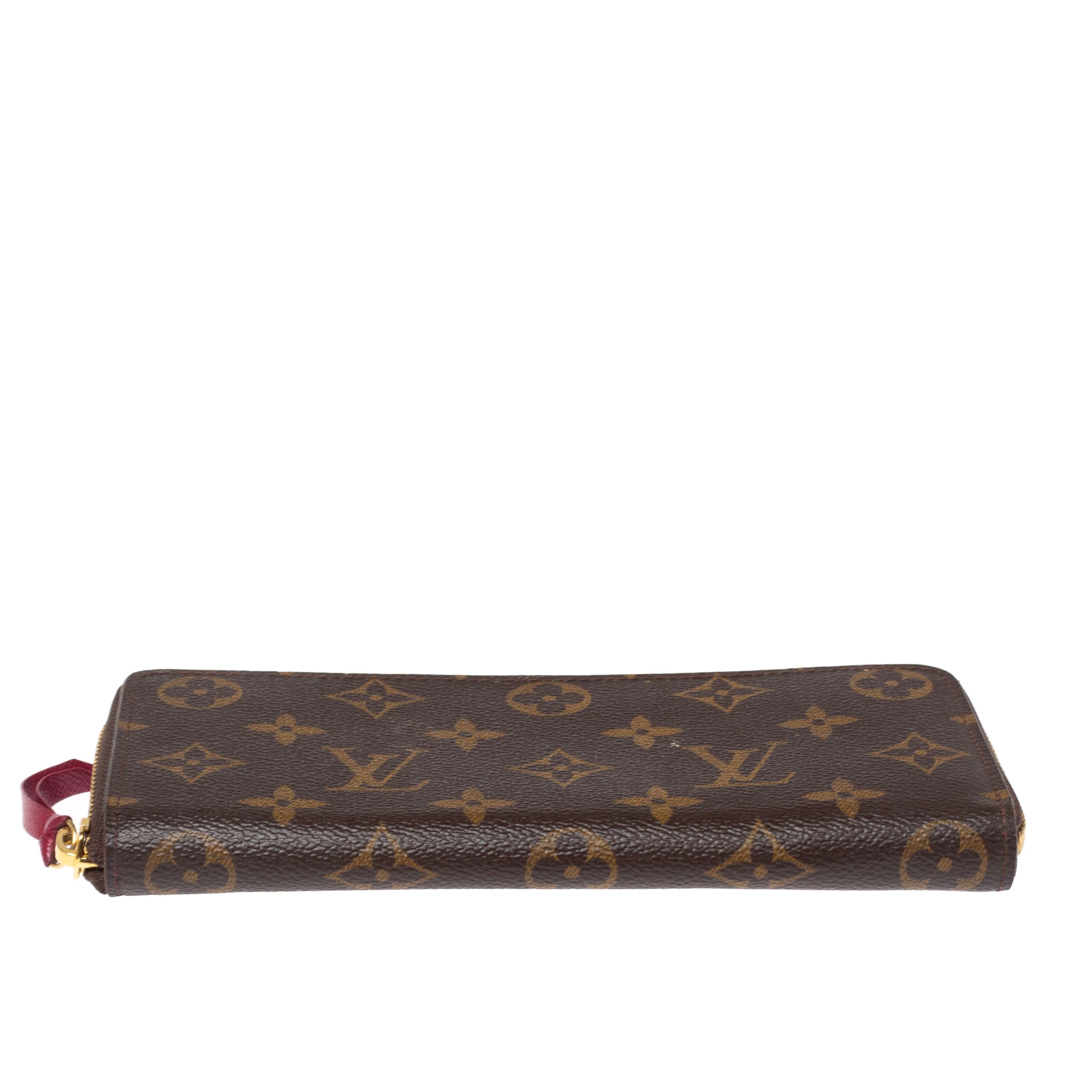 Louis Vuitton Monogram Canvas Portefeiulle Clemence Zip Around Wallet In Good Condition In Dubai, Al Qouz 2