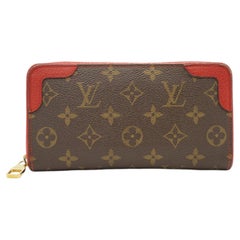 Louis Vuitton Monogram Canvas Retiro Zippy Lange Brieftasche Rot