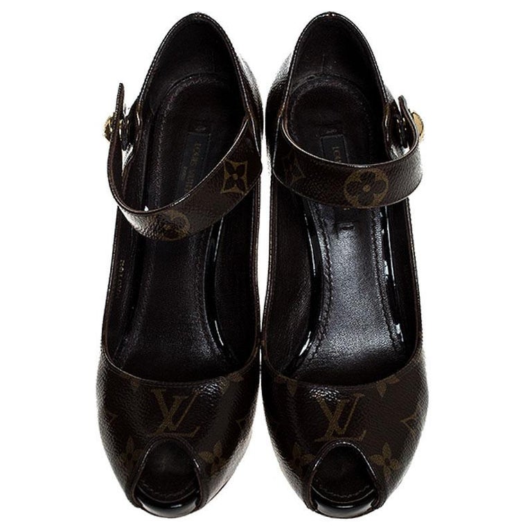 Louis Vuitton Monogram Canvas Ritual Mary Jane Peep Toe Pumps Size 36