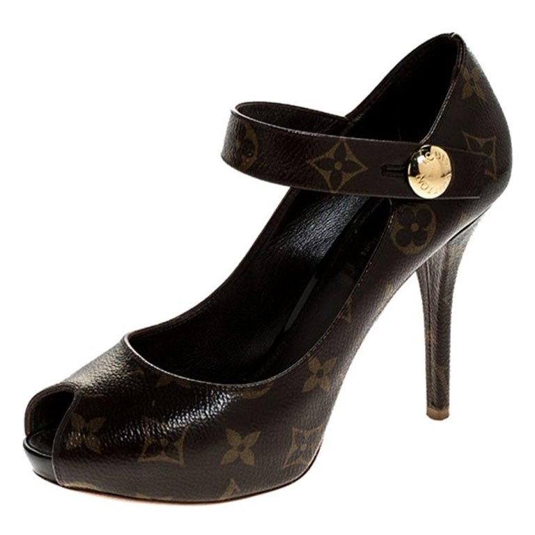 Louis Vuitton Monogram Canvas Ritual Mary Jane Peep Toe Pumps Size 36