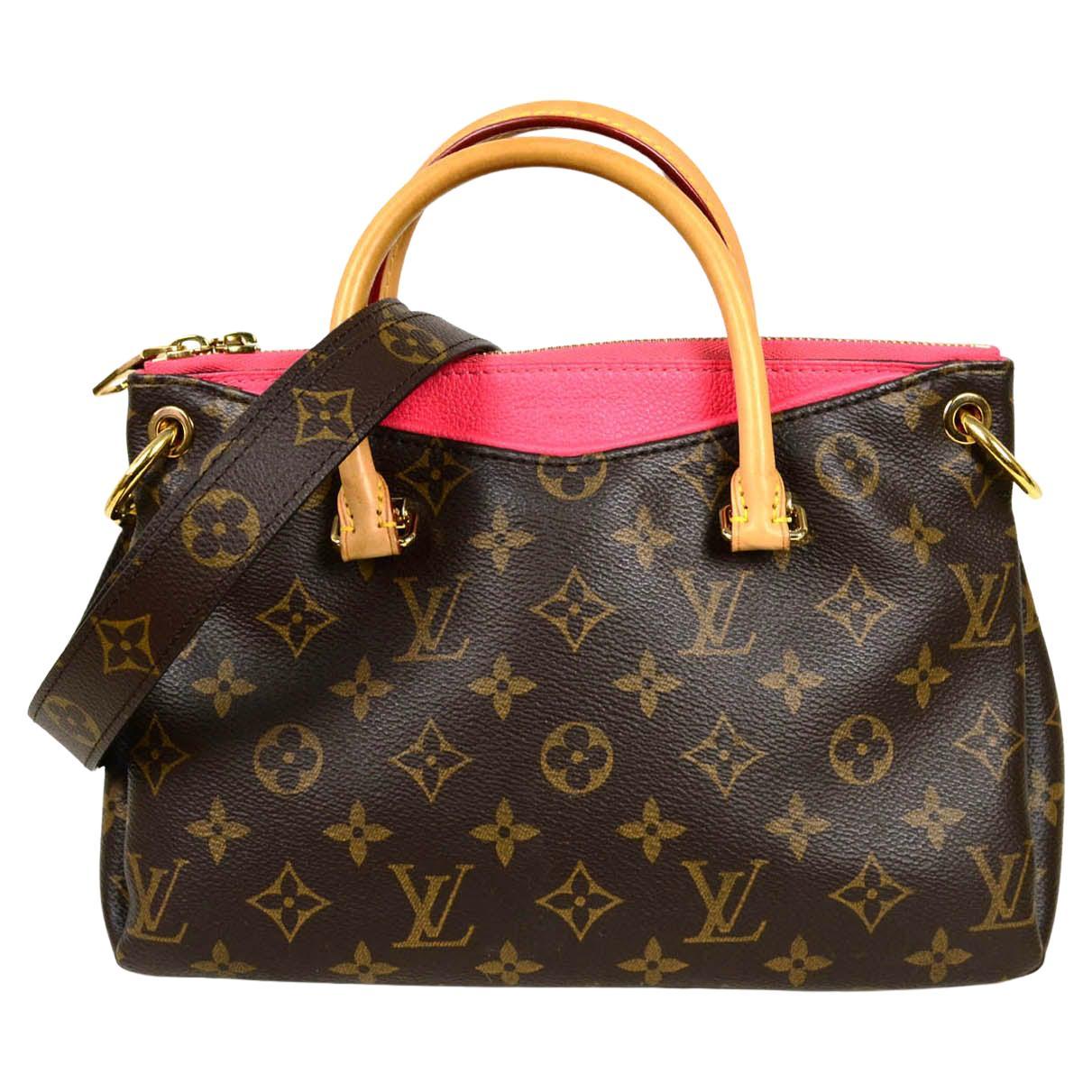 Louis Vuitton Monogram Canvas/Rose Litchi Leather Pallas BB Crossbody Tote Bag