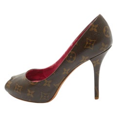 Louis Vuitton Monogram Canvas Rosemary Platform Pumps Size 37.5