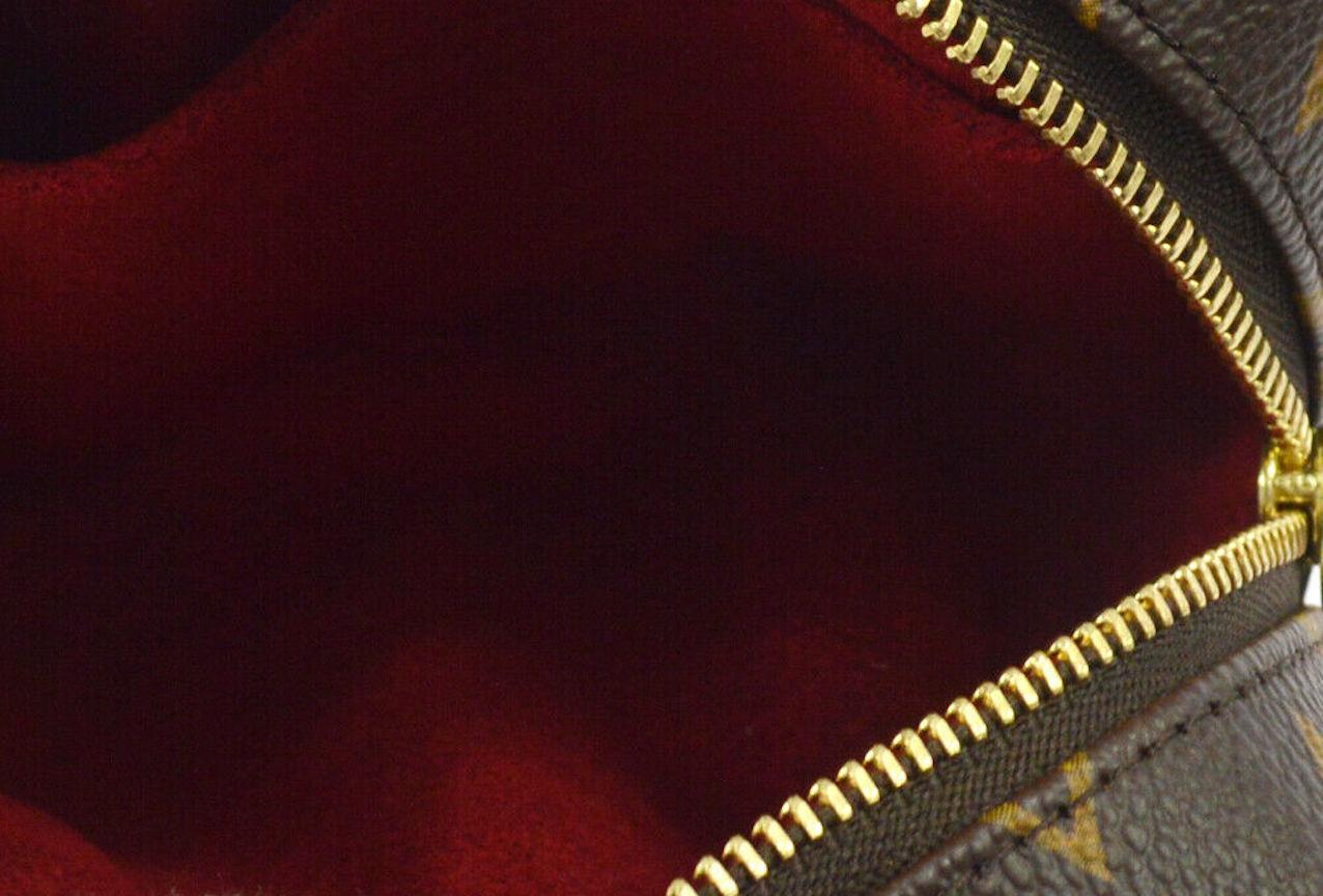 Brown Louis Vuitton Monogram Canvas Small Mini Evening Clutch Wristlet Pochette Bag 