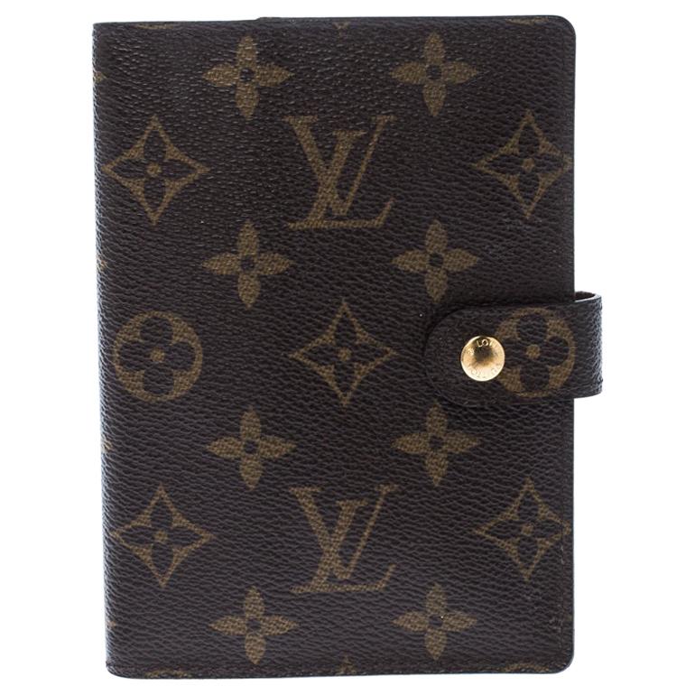 Louis Vuitton brown monogram canvas leather small agenda cover