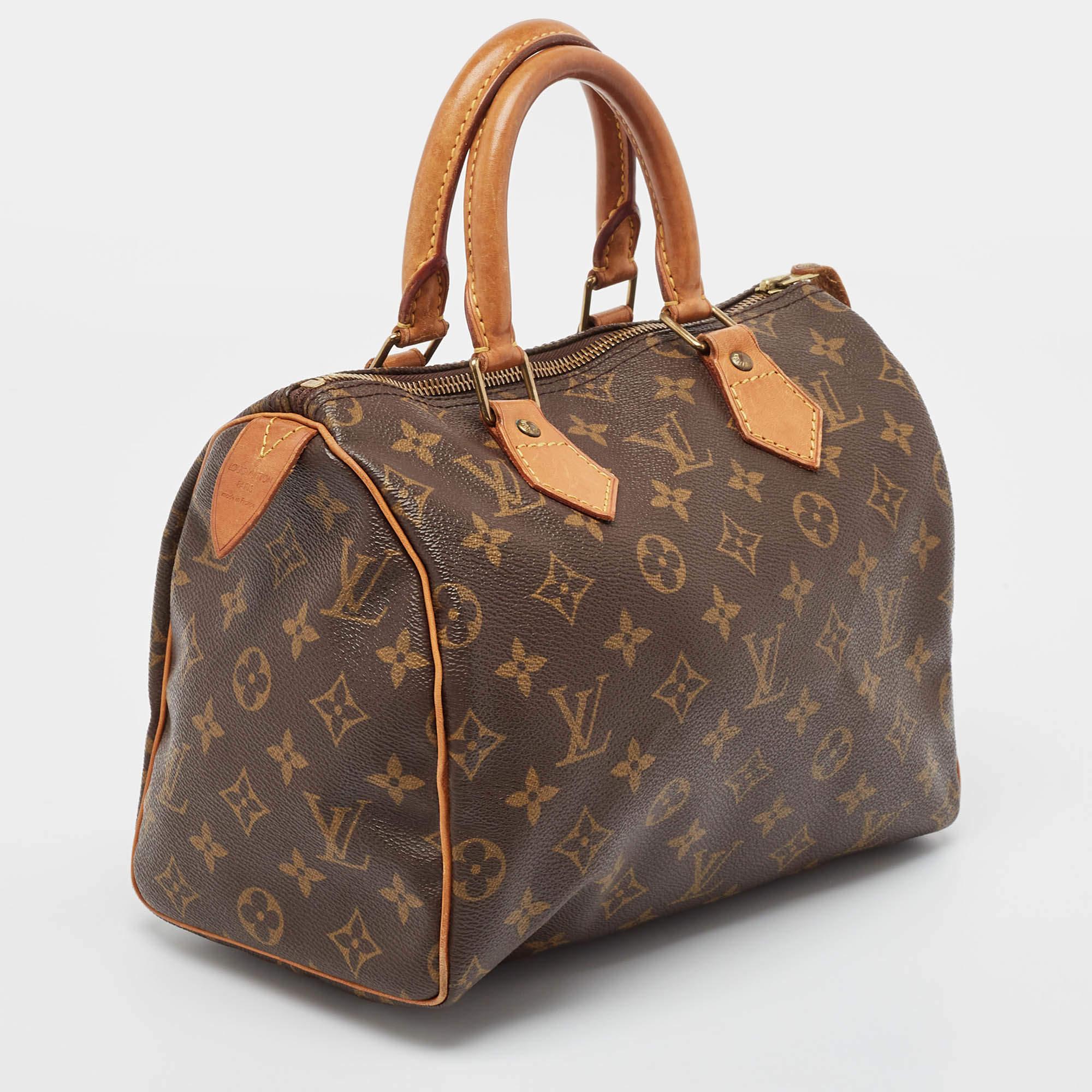 Brown Louis Vuitton Monogram Canvas Speedy 25 Bag