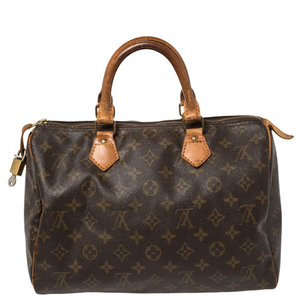 Titled as one of the greatest handbags in the history of luxury fashion, the Speedy from Louis Vuitton was first created for everyday use as a smaller version of their famous Keepall bag. This Speedy comes crafted from monogram canvas & leather with