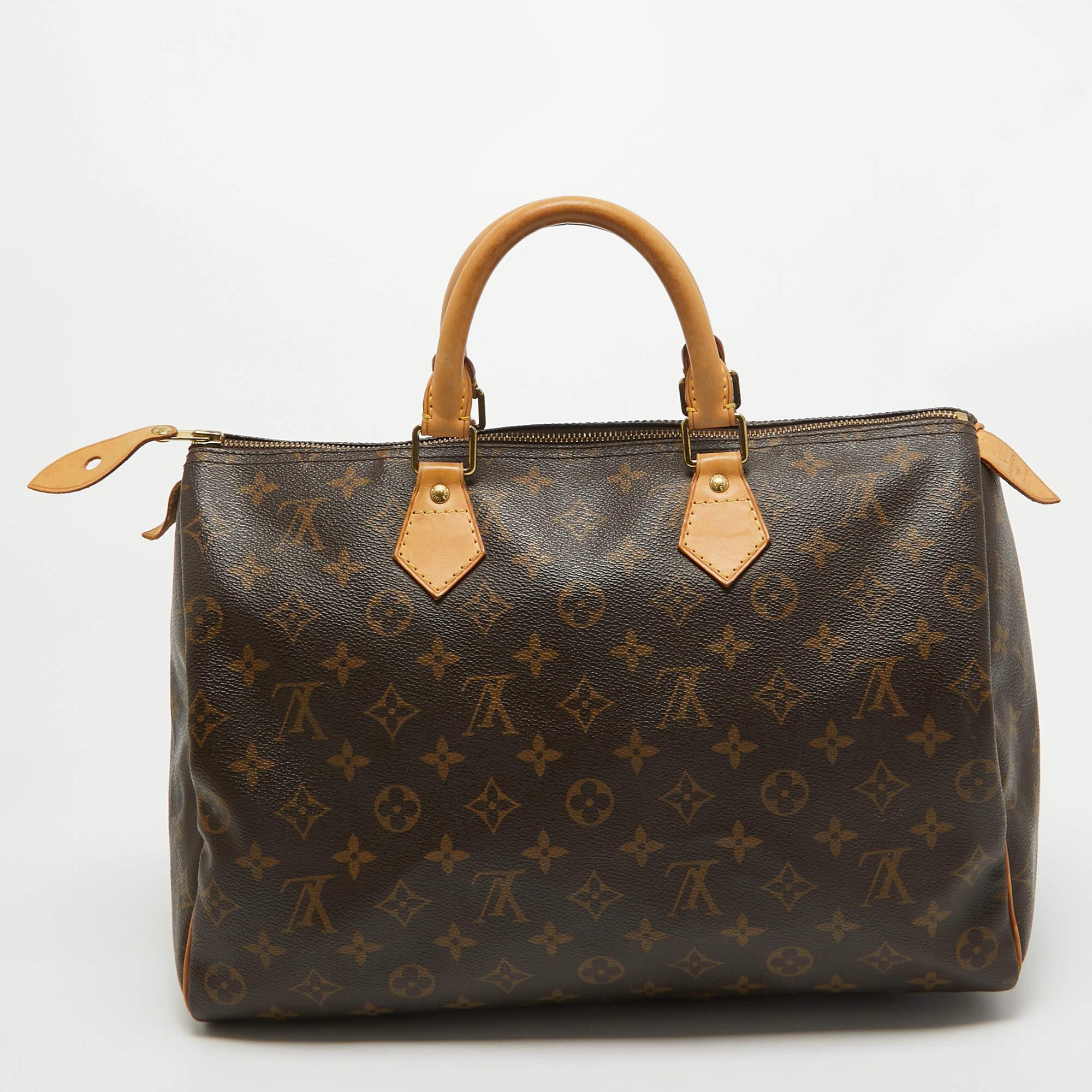 Titled as one of the greatest handbags in the history of luxury fashion, the Speedy from Louis Vuitton was first created for everyday use as a smaller version of their famous Keepall bag. This Speedy comes crafted from Monogram canvas with two