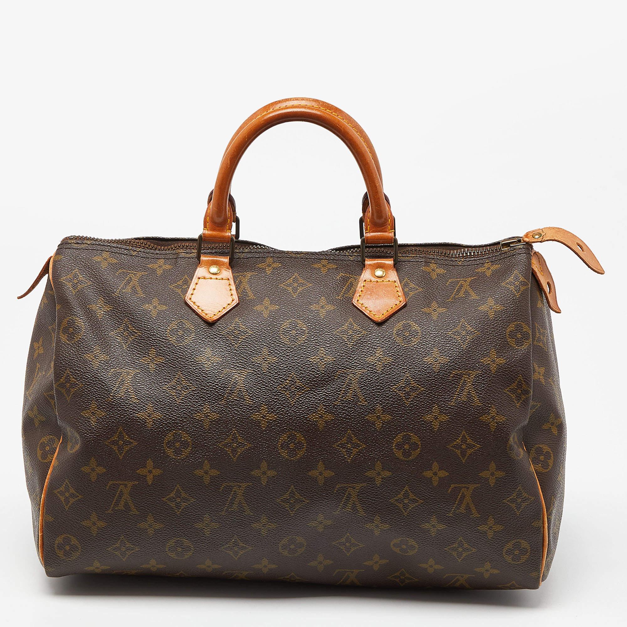 Titled as one of the greatest handbags in the history of luxury fashion, the Speedy from Louis Vuitton was first created for everyday use as a smaller version of their famous Keepall bag. This Speedy comes crafted from Monogram canvas with two