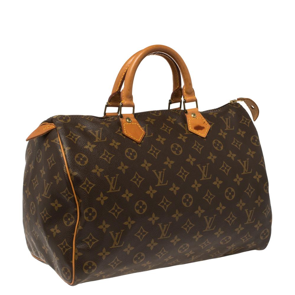 Louis Vuitton Monogram Canvas Speedy 35 Bag In Fair Condition In Dubai, Al Qouz 2