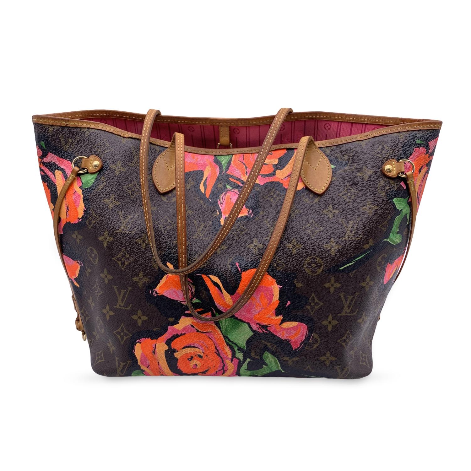 Louis Vuitton Monogram Canvas Steven Sprouse Roses Neverfull MM Bag In Good Condition In Rome, Rome