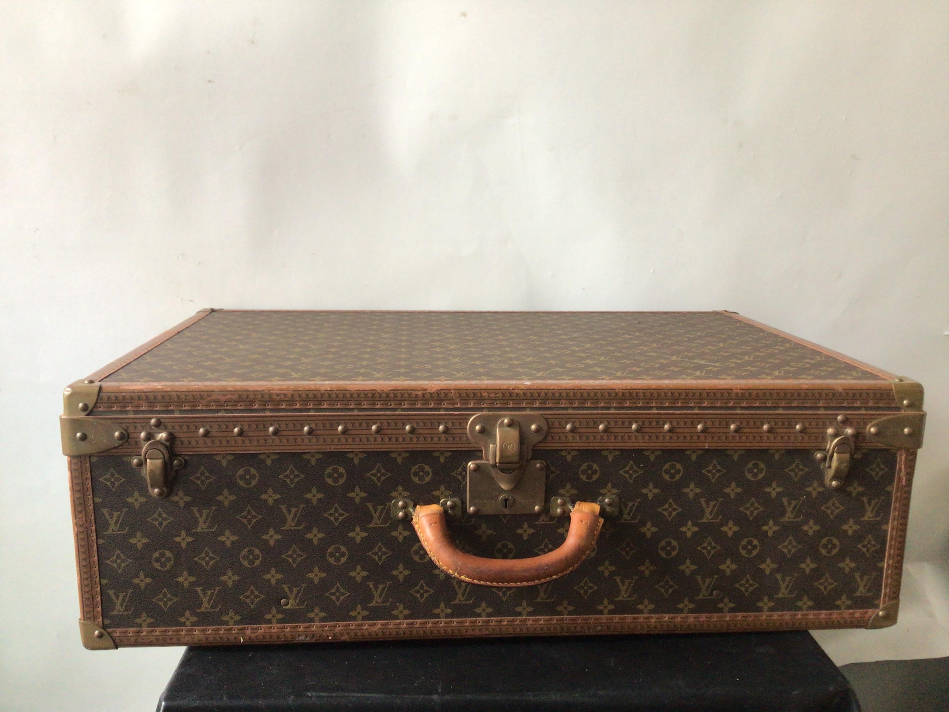 1980s Louis Vuitton monogram canvas trunk suitcase.