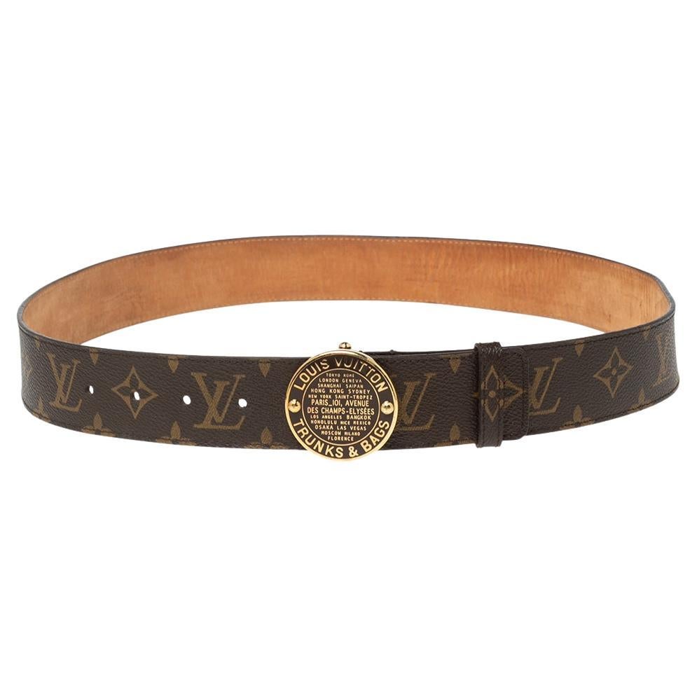 Louis Vuitton Brown/Black Monogram Canvas and Epi Leather Circle Reversible  Belt Size 90 cm