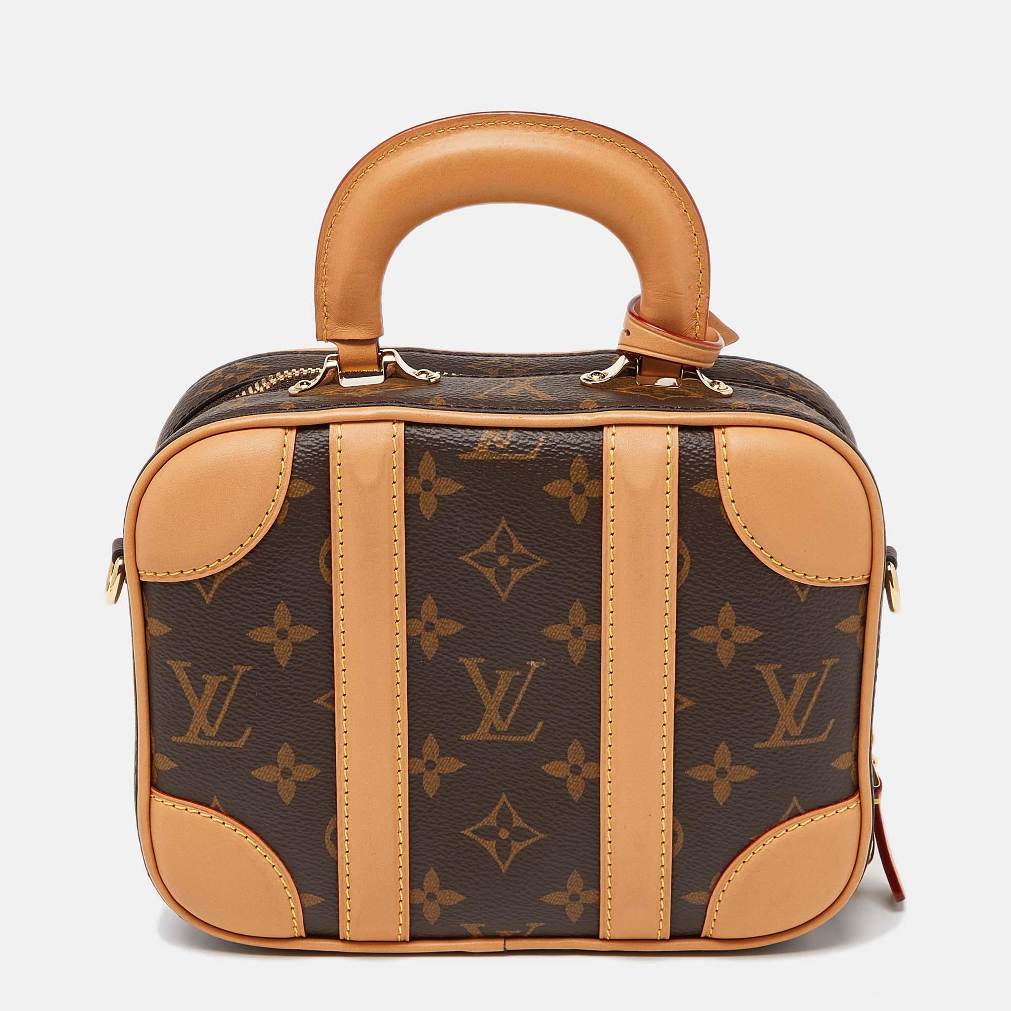 The Louis Vuitton Valisette BB is like a sized-down suitcase bag that's just right for everyday use. It is sewn using Monogram canvas and contrasted with leather trims, a small handle, and a detachable strap.


