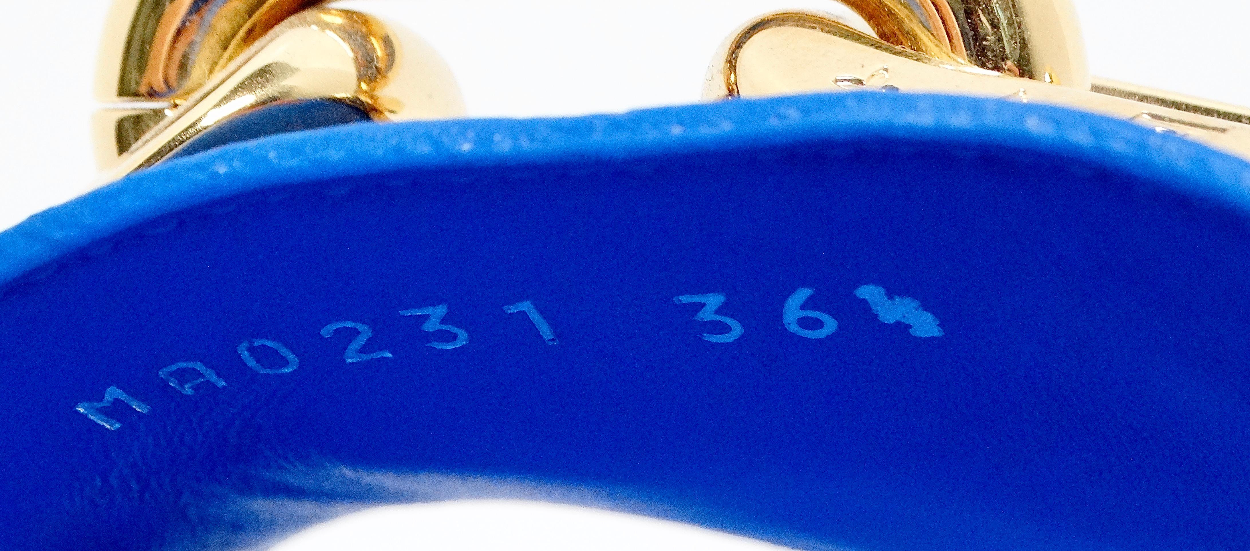 Louis Vuitton Monogram Chain Strap Blue & Red Leather Sandals For Sale 7