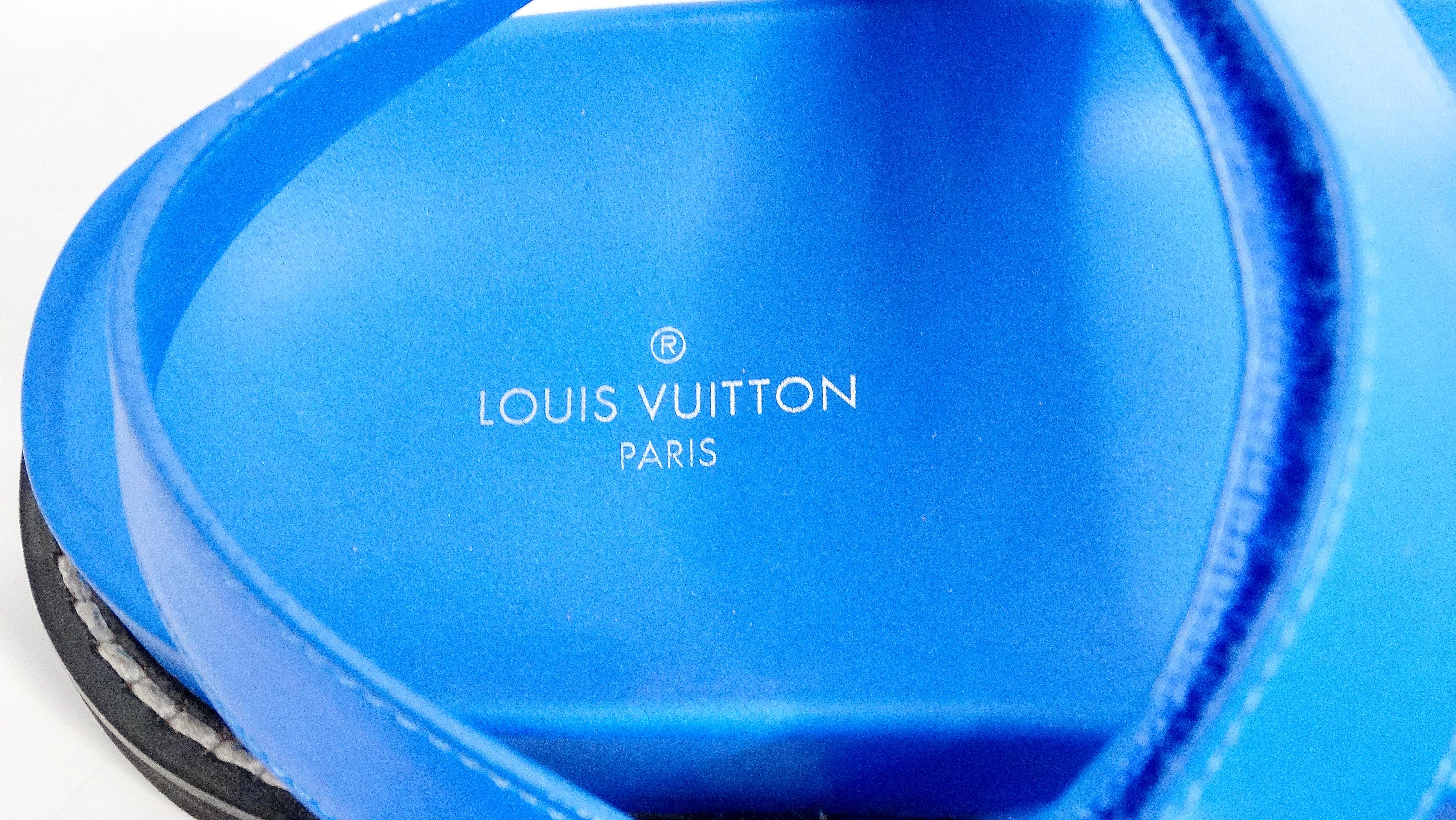Louis Vuitton Monogram Chain Strap Blue & Red Leather Sandals For Sale 4