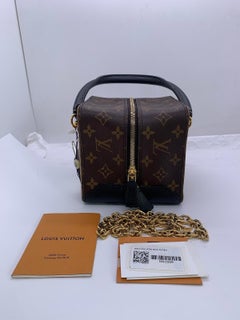 Louis Vuitton Monogram Chain Top Handle Shoulder Bag Brown Black Women Classic