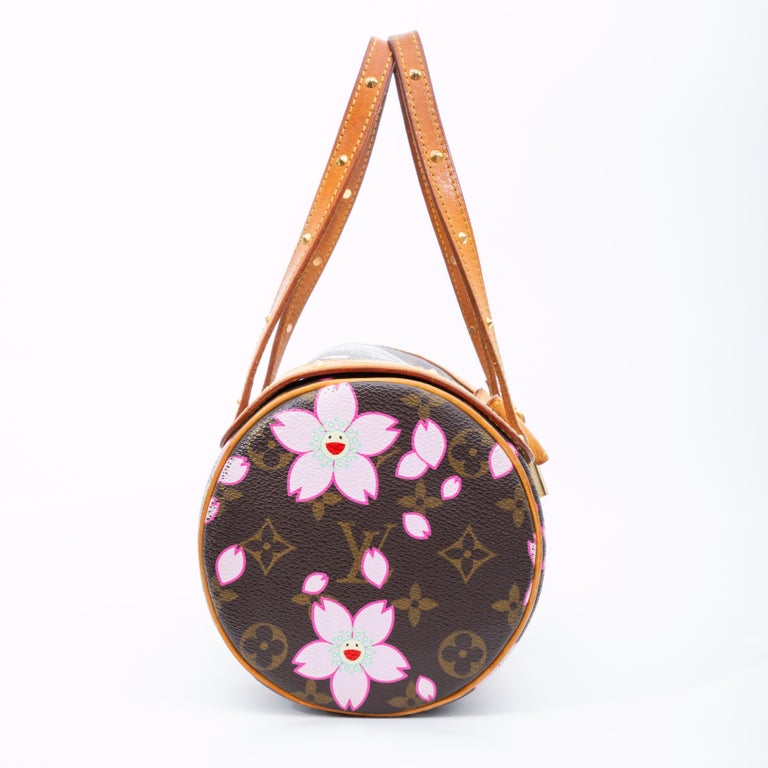 RARE☆☆☆☆☆Auth LOUIS VUITTON Satin Monogram Cherry Blossom Papillon 22cm Pink