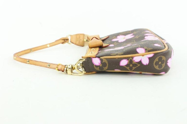 Louis Vuitton Monogram Cherry Blossom Pochette Accessoires Wristlet Pouch Bag For Sale 6