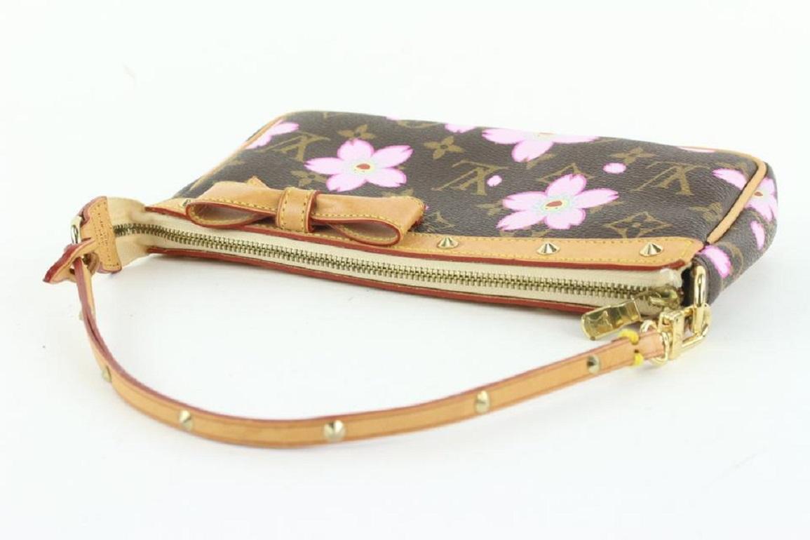 Brown Louis Vuitton Monogram Cherry Blossom Pochette Accessoires Wristlet Pouch Bag For Sale