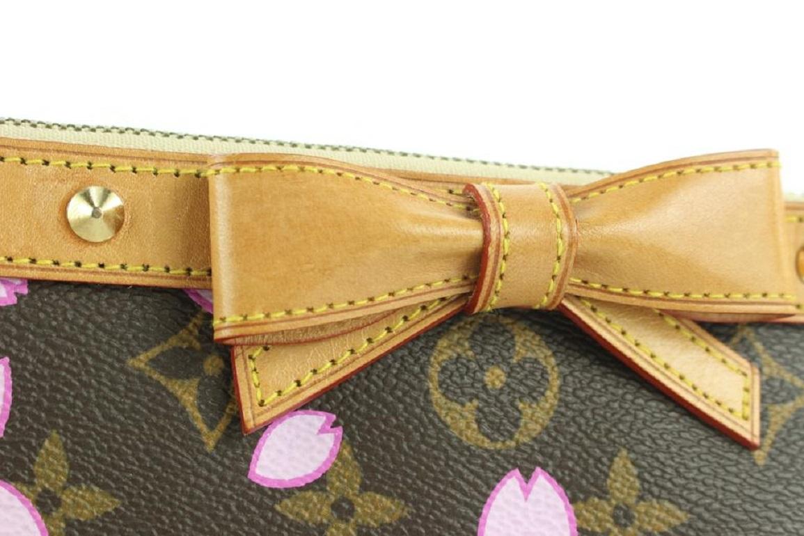 Louis Vuitton Monogram Cherry Blossom Pochette Accessoires Wristlet Pouch Bag In Good Condition For Sale In Dix hills, NY