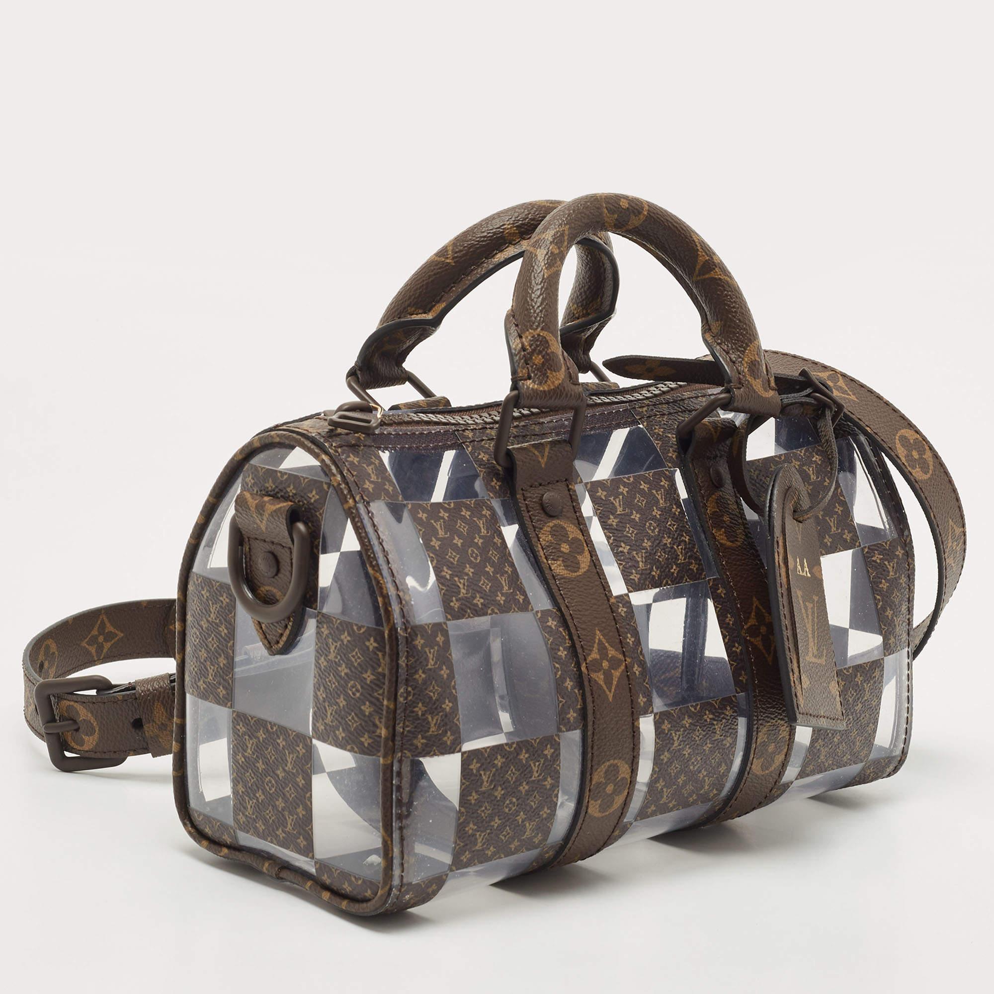 Louis Vuitton Monogram Chess Canvas and PVC Keepall Bandoulière 25 Bag In Good Condition In Dubai, Al Qouz 2