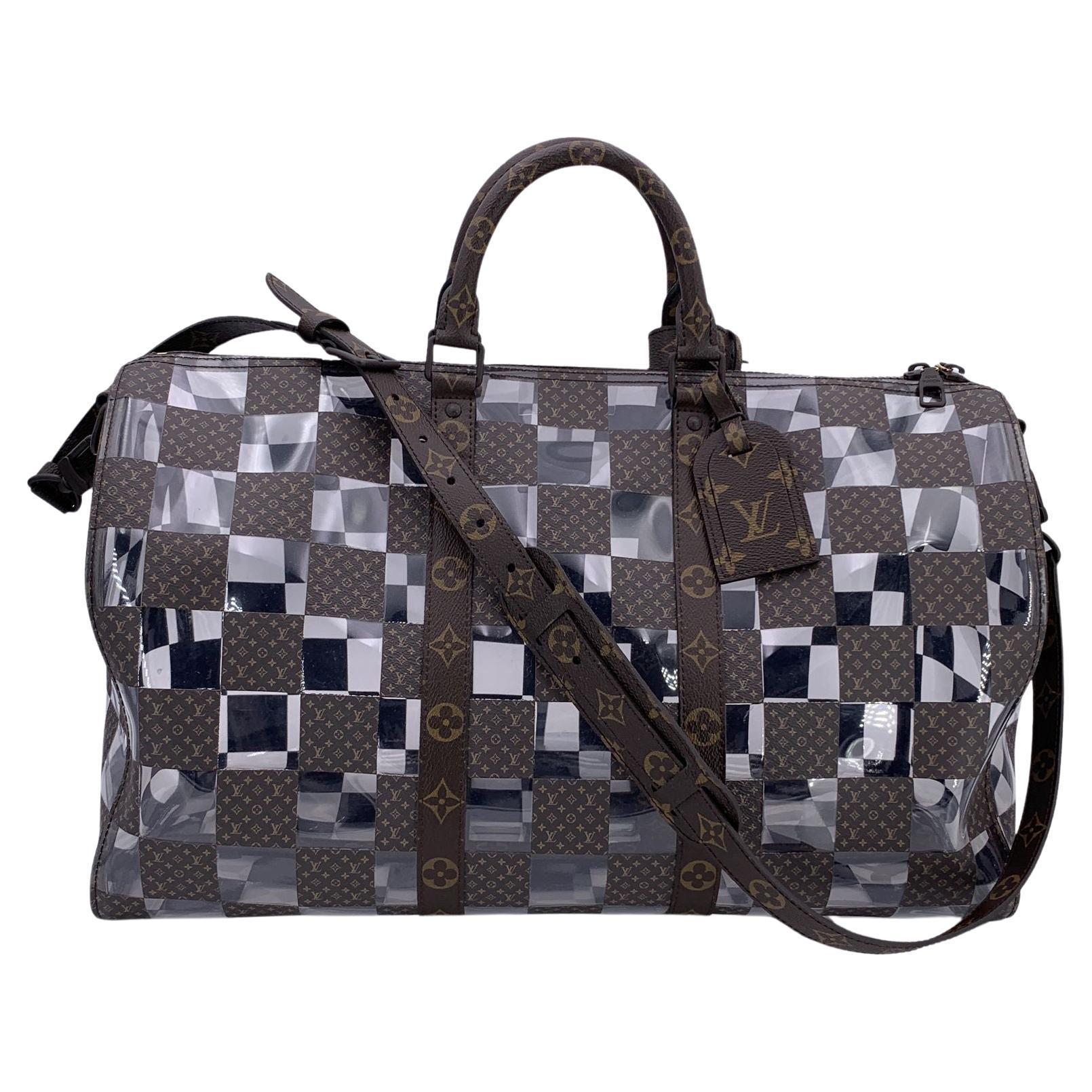 Louis Vuitton Monogram Chess Keepall Bandouliere 50 Duffle Bag For Sale