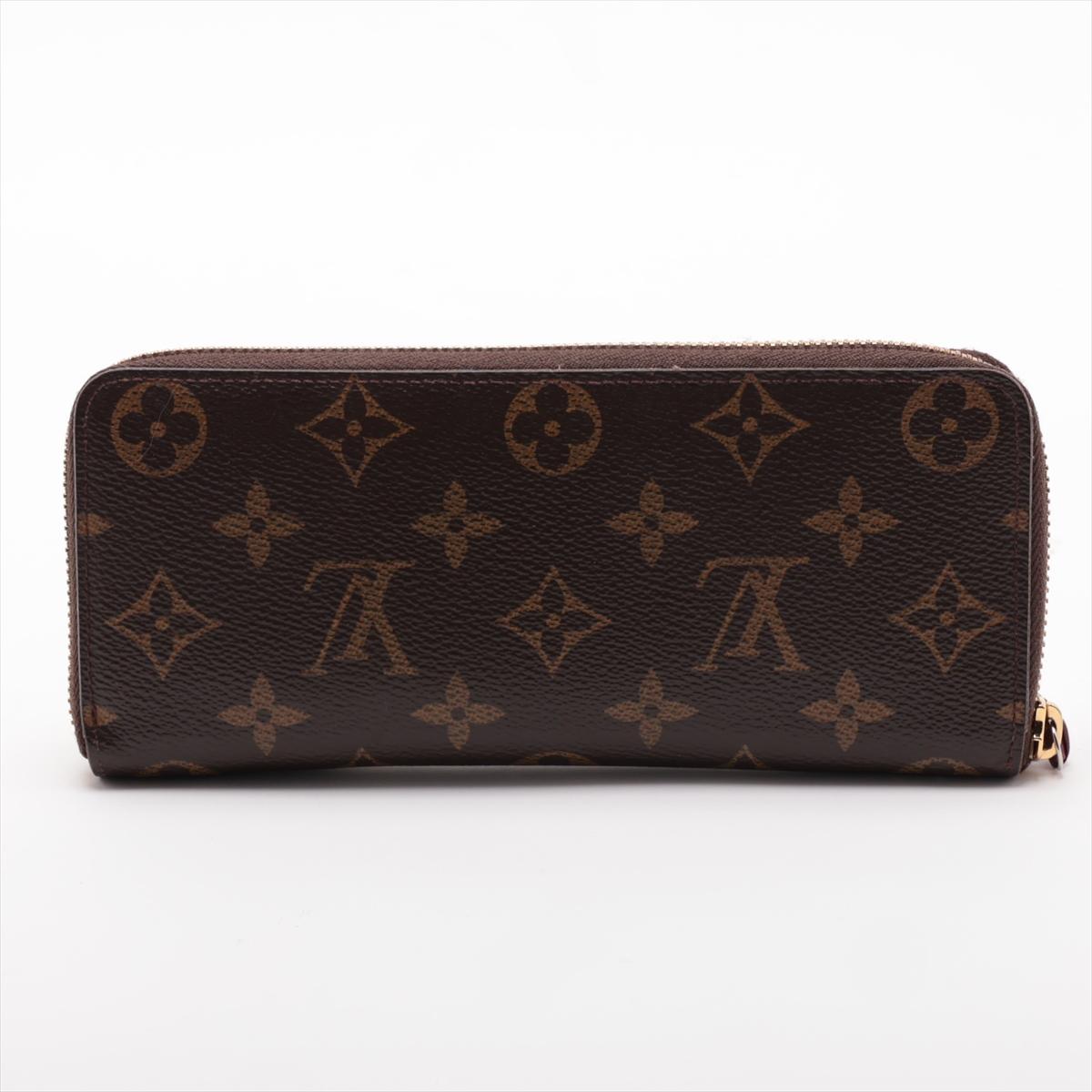 Nero Louis Vuitton Monogram Clemence Portafoglio Lungo Fucsia in vendita