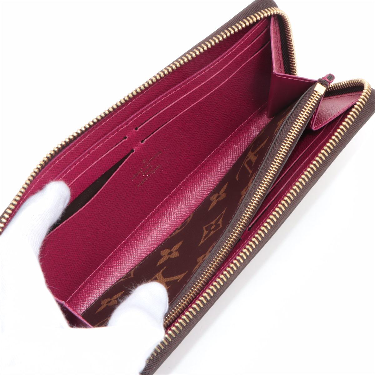 Louis Vuitton Monogram Clemence Long Wallet Fuchsia For Sale 2