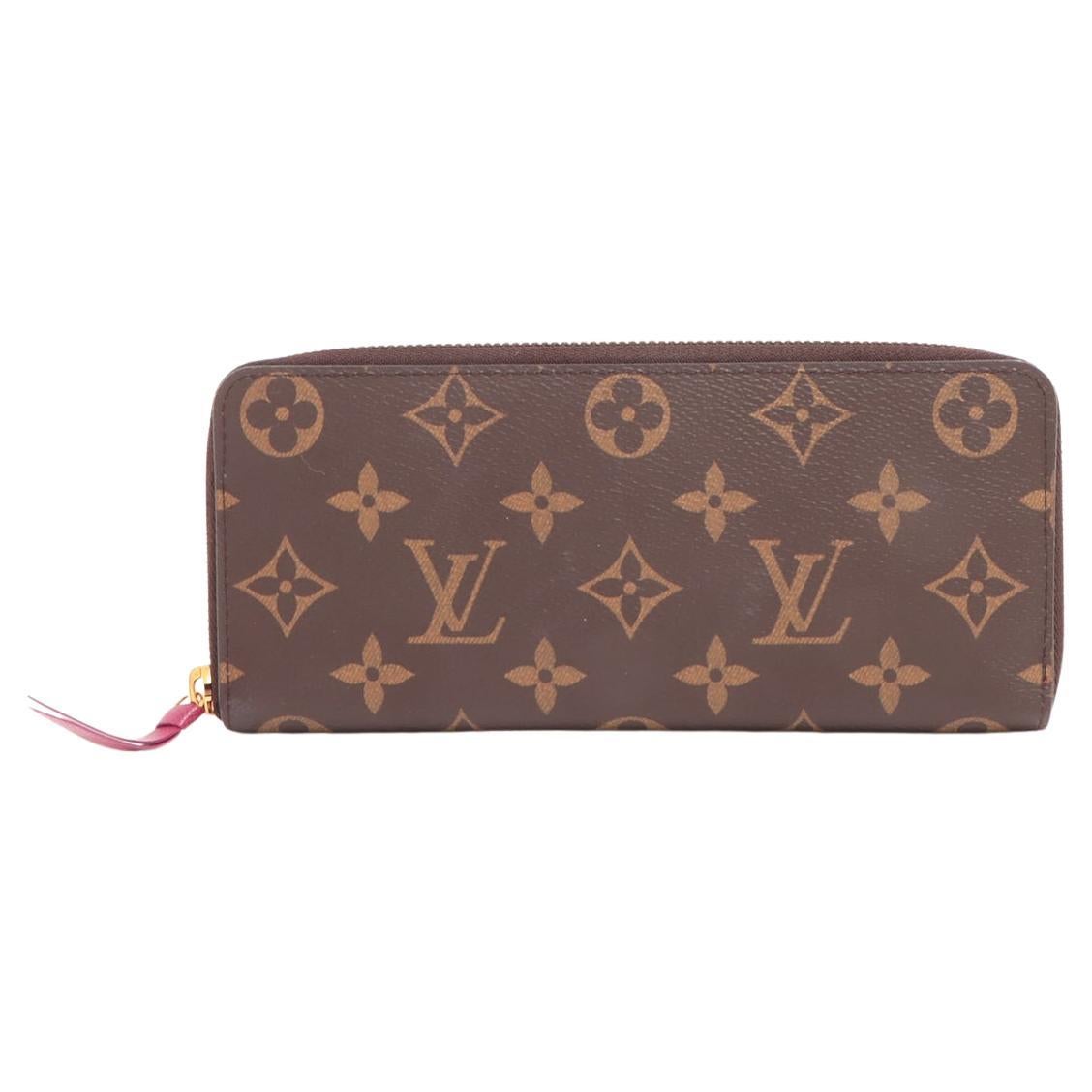 Louis Vuitton Monogram Clemence Long Wallet Fuchsia For Sale