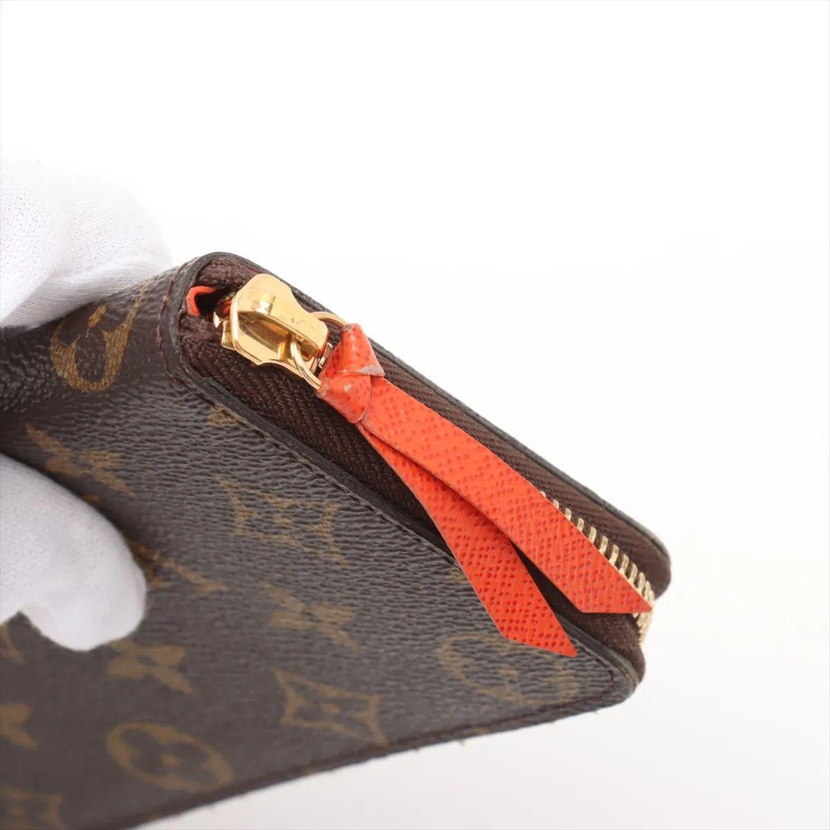 Louis Vuitton Portafoglio Monogram Clemence Marrone x Arancione in vendita 6