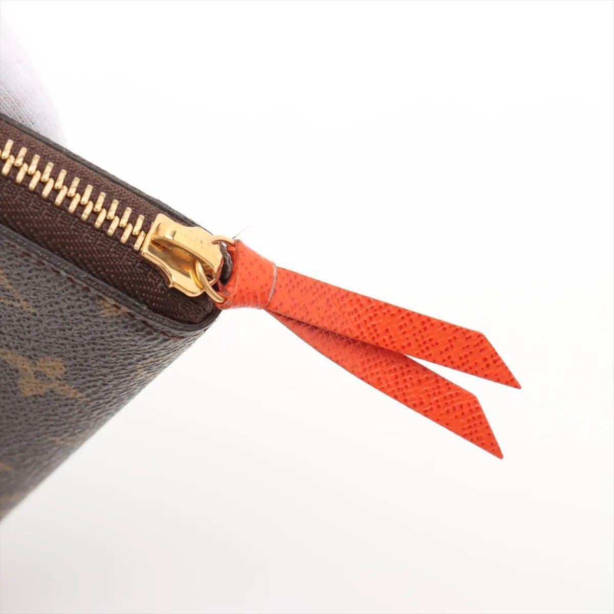Louis Vuitton Portafoglio Monogram Clemence Marrone x Arancione in vendita 7
