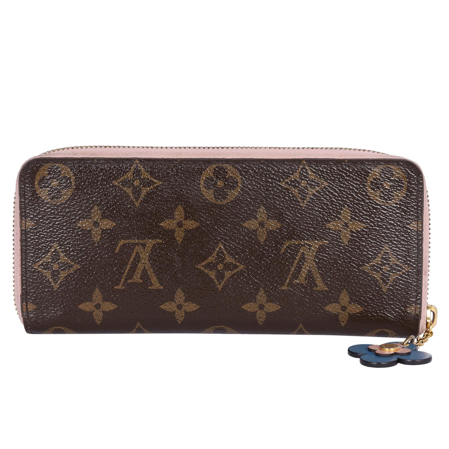 Donna Portafoglio Louis Vuitton Monogram Clemence con chiusura a cerniera LV a fiori in vendita