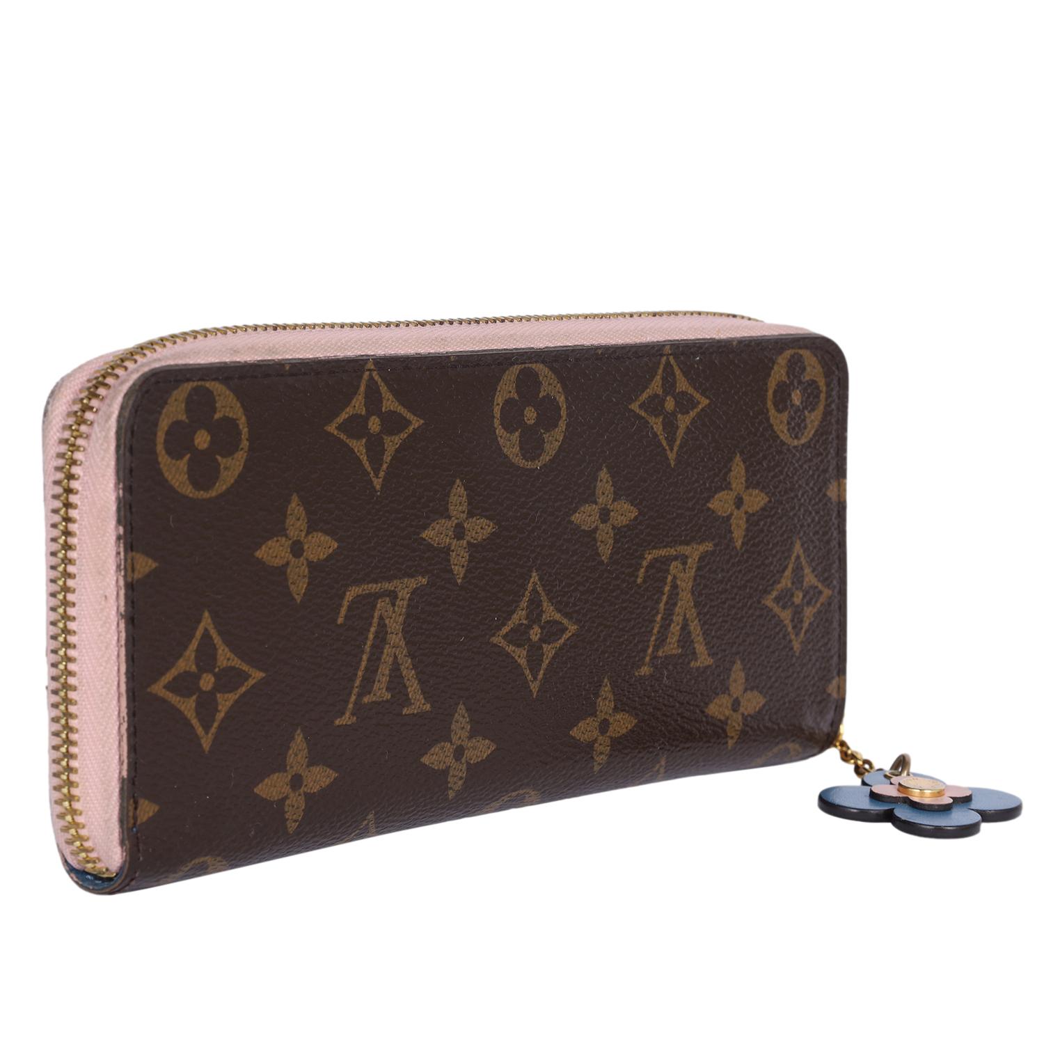 Portafoglio Louis Vuitton Monogram Clemence con chiusura a cerniera LV a fiori in vendita 1