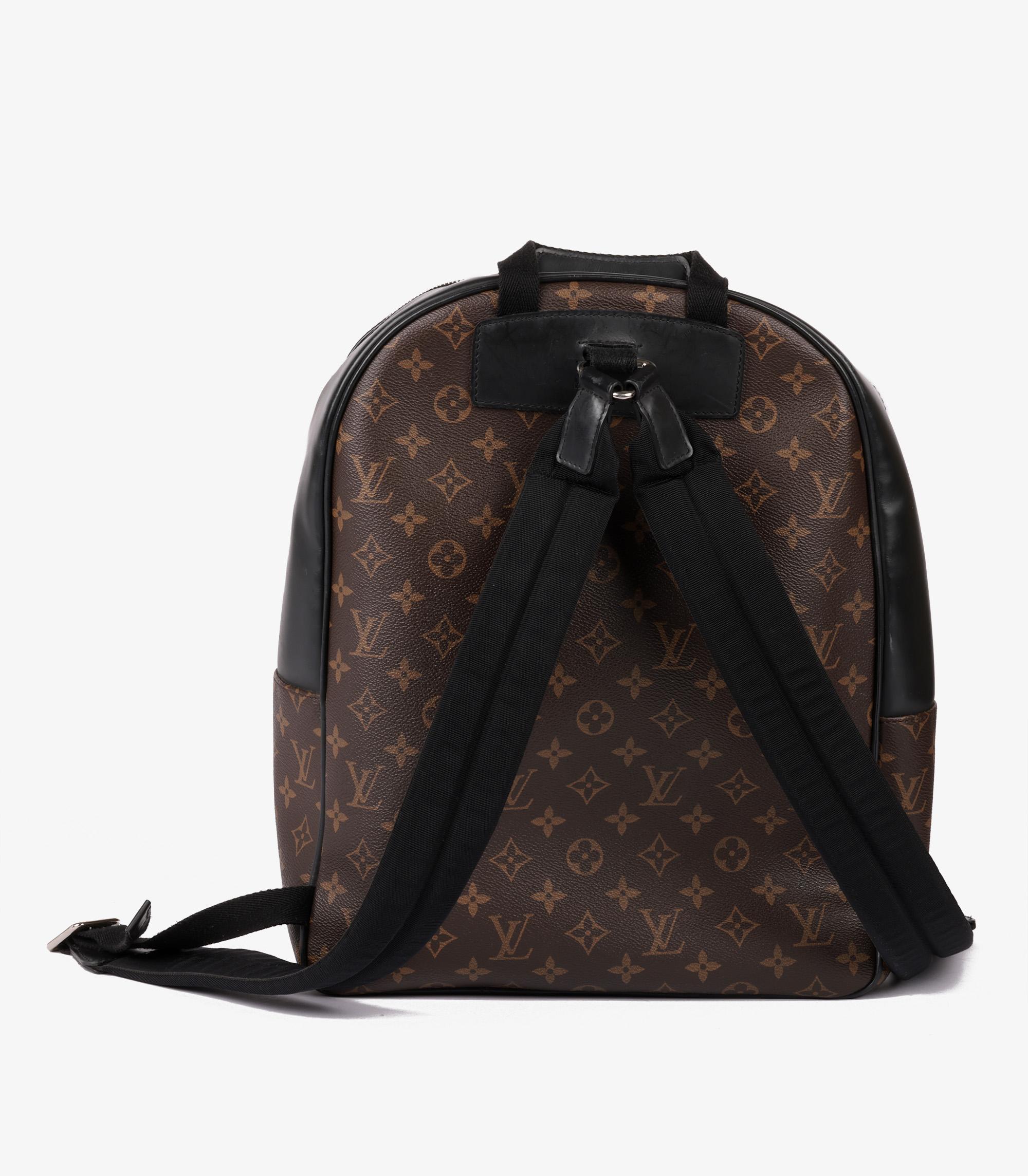 Louis Vuitton Monogram Coated Canvas & Black Calfskin Leather Josh Backpack For Sale 2