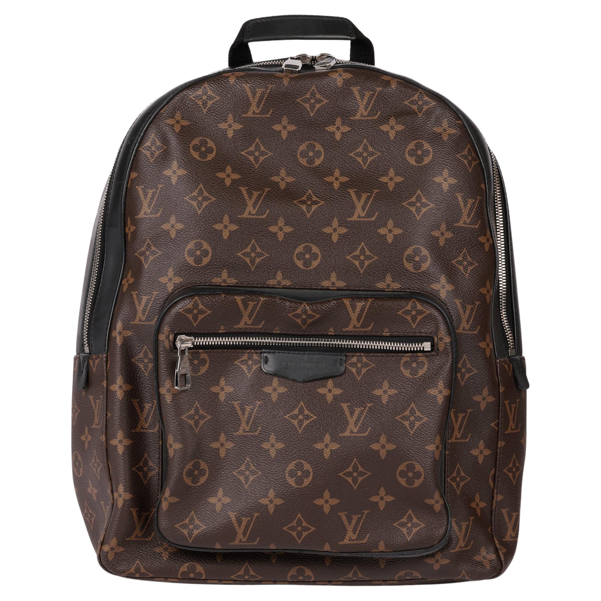Louis Vuitton Monogram Coated Canvas & Black Calfskin Leather Josh Backpack For Sale