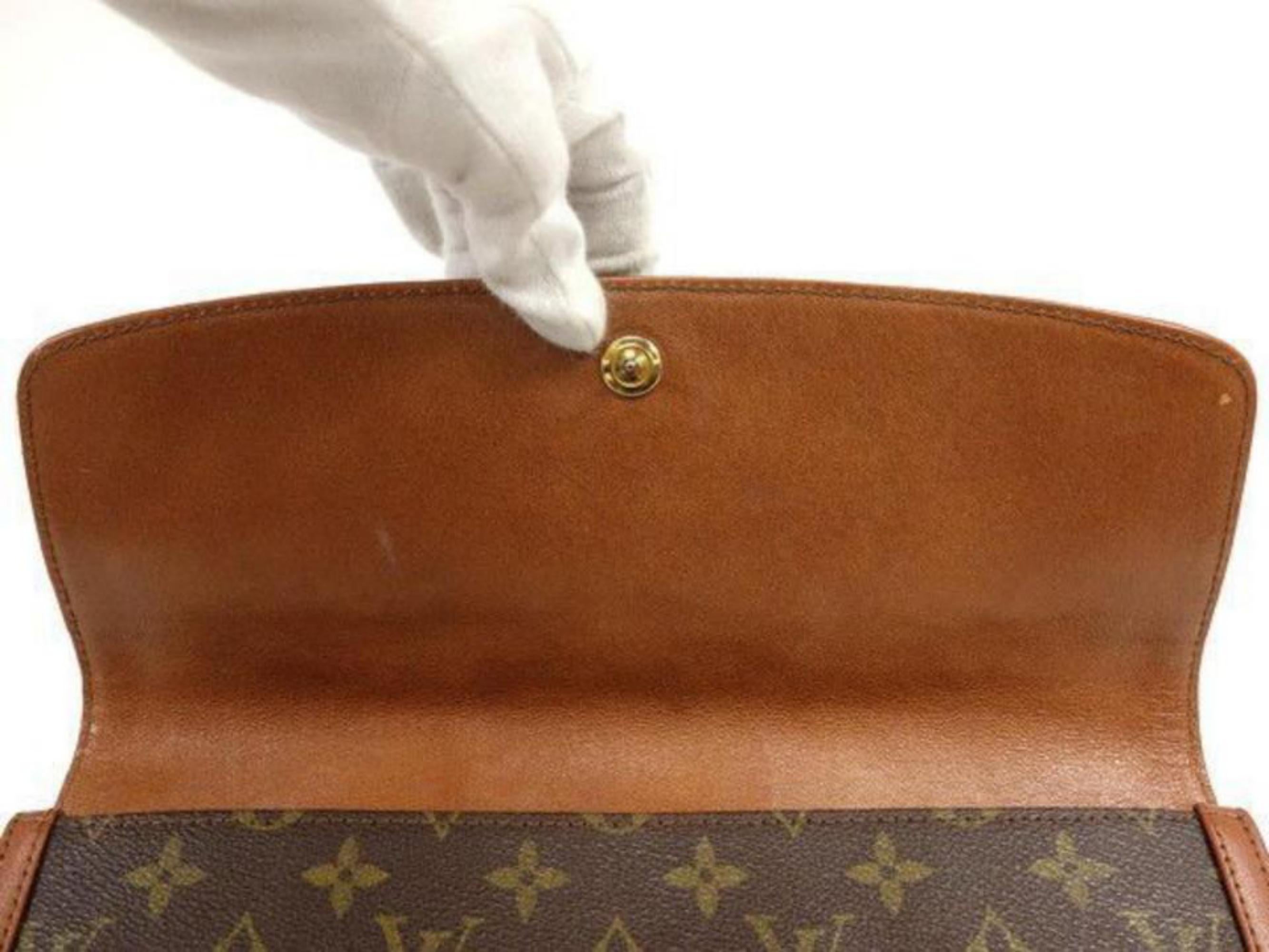 Louis Vuitton Monogram Dame Gm Envelope 233068 Brown Coated Canvas Clutch For Sale 6