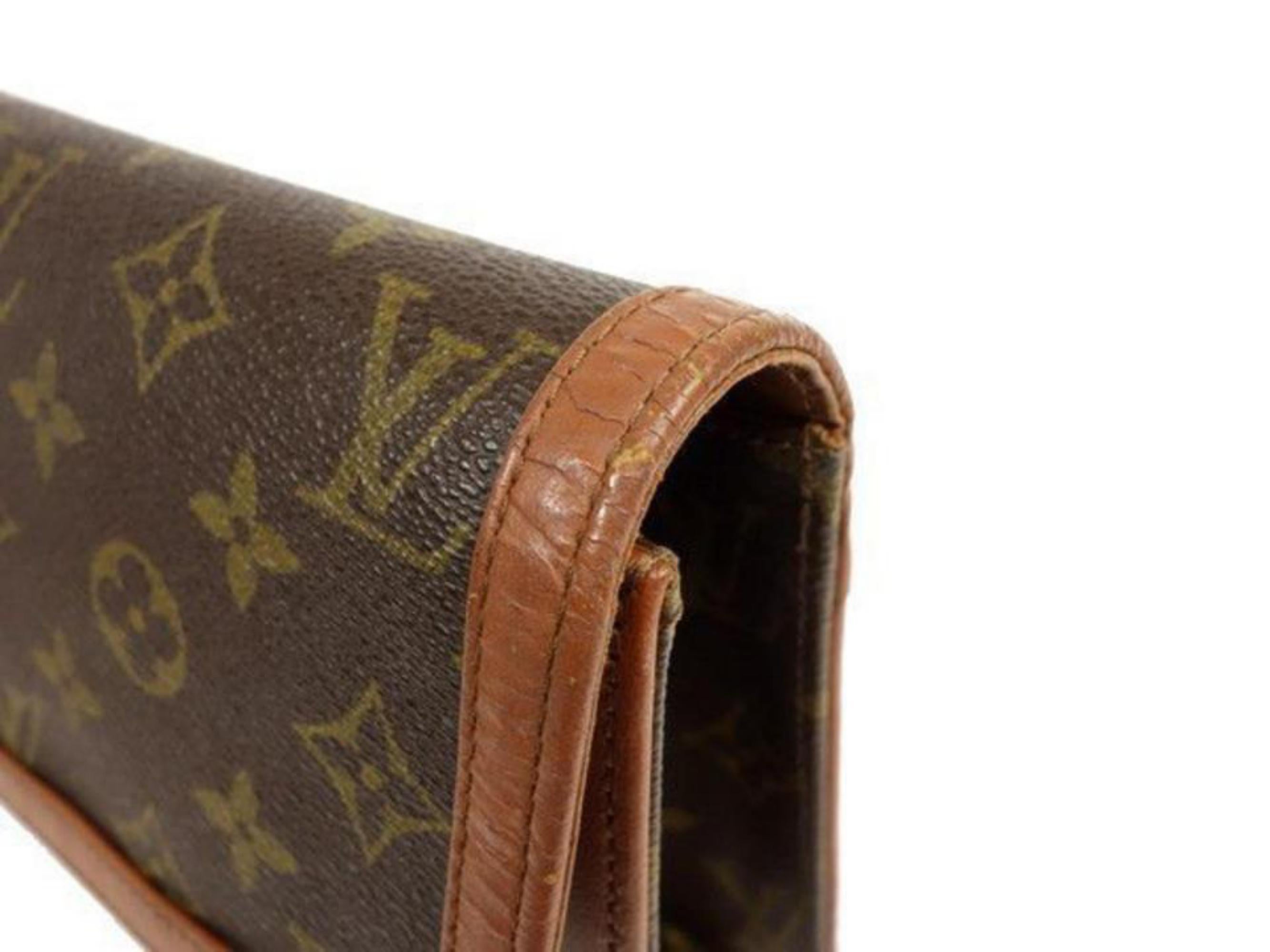 Louis Vuitton Monogram Dame Gm Envelope 233068 Brown Coated Canvas Clutch For Sale 7