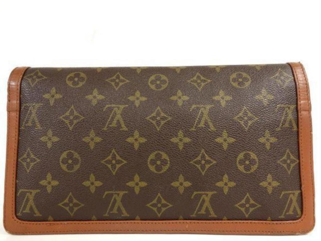 Louis Vuitton Monogram Dame Gm Envelope 233068 Brown Coated Canvas Clutch For Sale 1