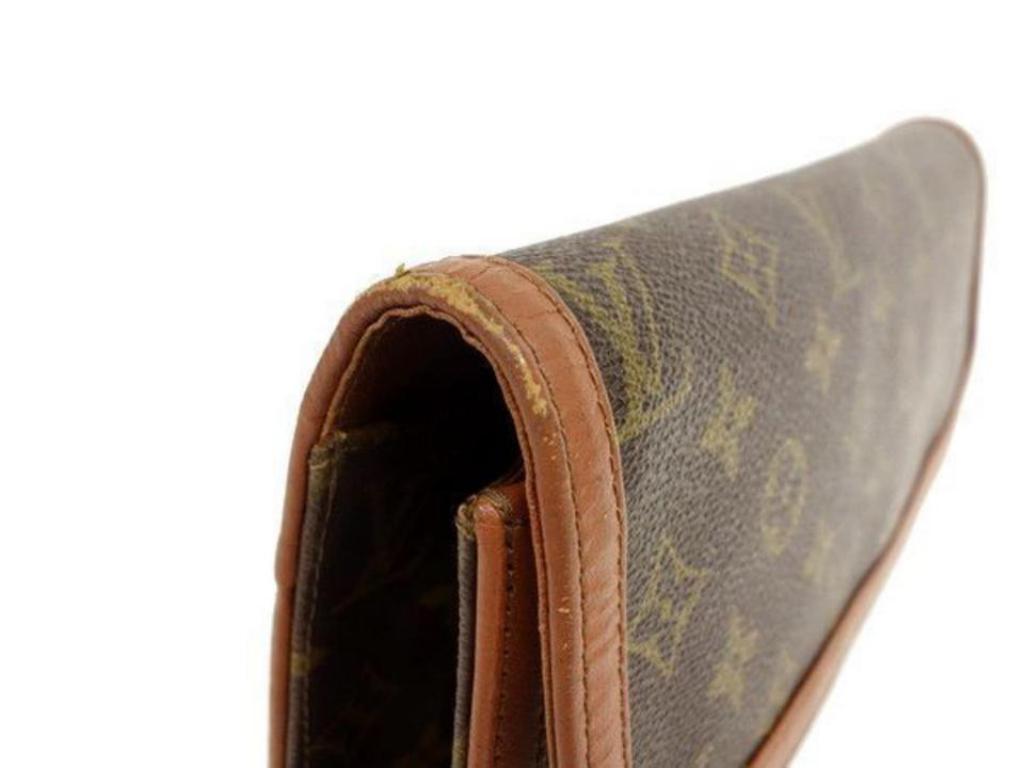 Louis Vuitton Monogram Dame Gm Envelope 233068 Brown Coated Canvas Clutch For Sale 2