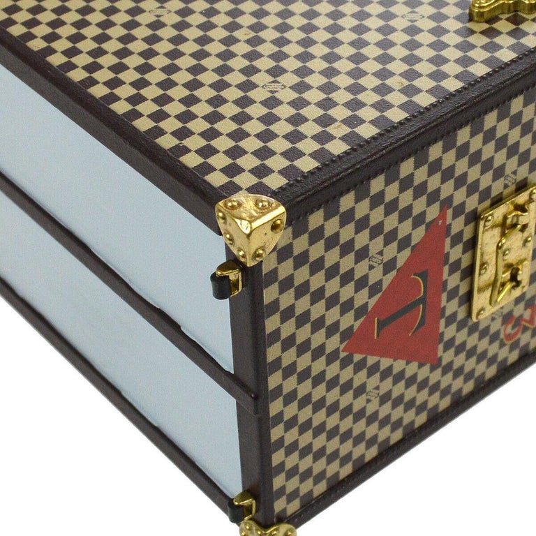 Louis Vuitton Monogram Deco Gold BrownDesk Table Paperweight Trunk in Box at 1stdibs