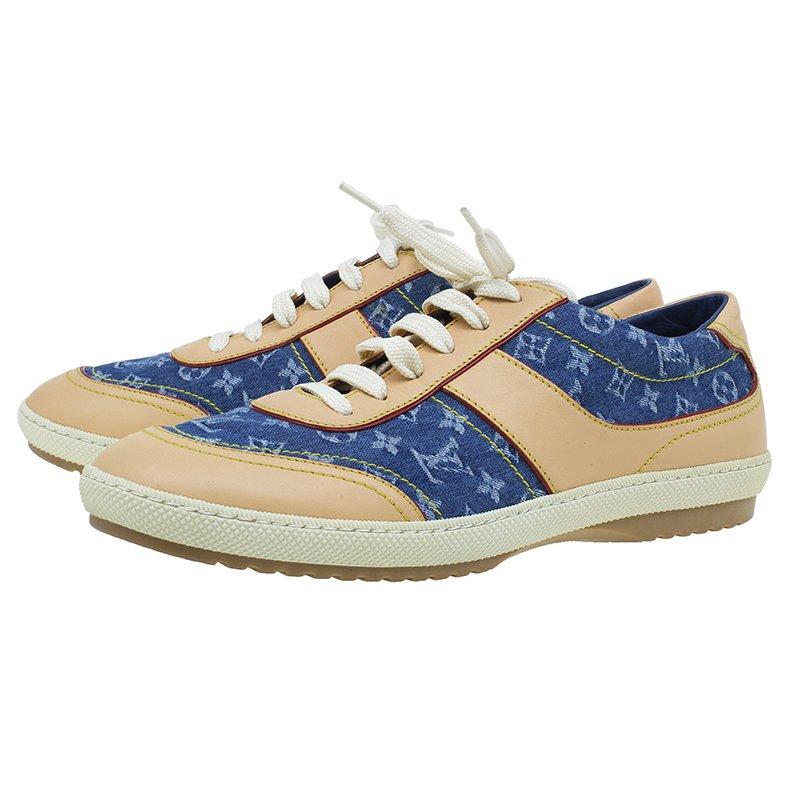 Louis Vuitton Monogram Denim and Leather Sneakers Size 40 4