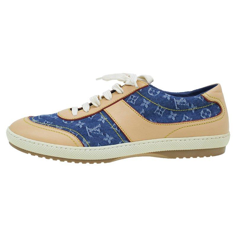 Louis Vuitton Monogram Denim and Leather Sneakers Size 40 6