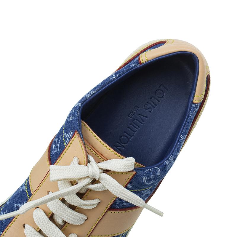 Louis Vuitton Monogram Denim and Leather Sneakers Size 40 1