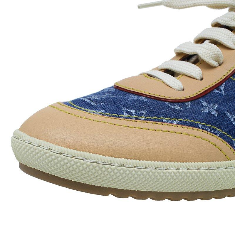 Louis Vuitton Monogram Denim and Leather Sneakers Size 40 2