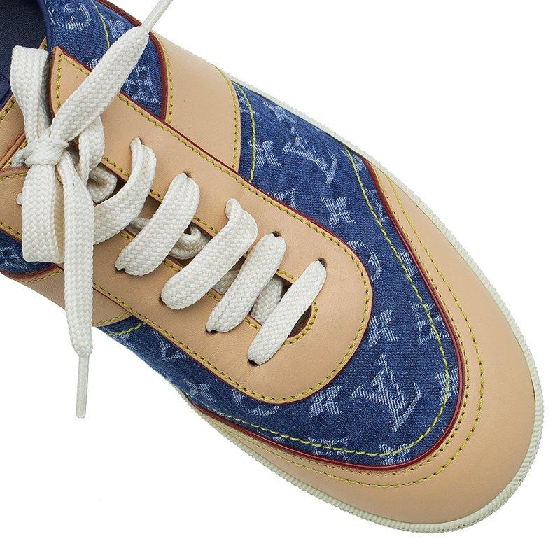 Louis Vuitton Monogram Denim and Leather Sneakers Size 40 3
