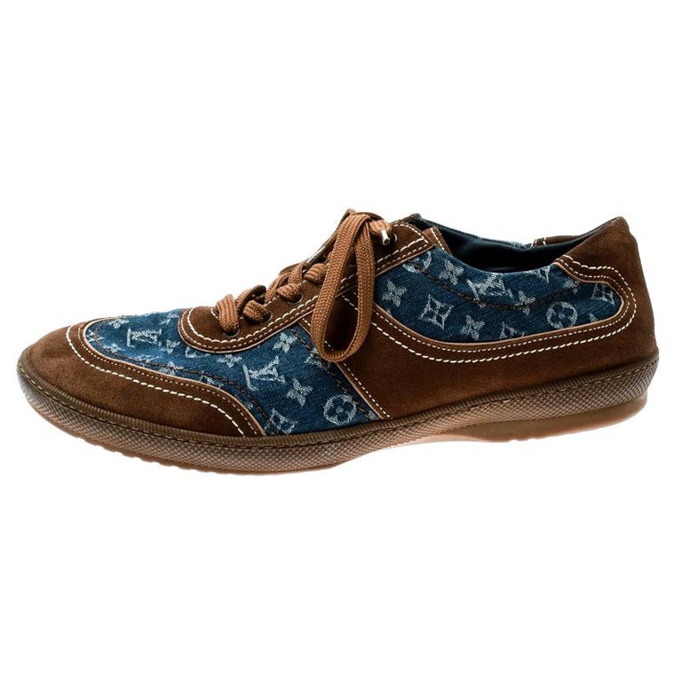 Louis Vuitton Monogram Denim and Leather Sneakers Size 40 at 1stDibs
